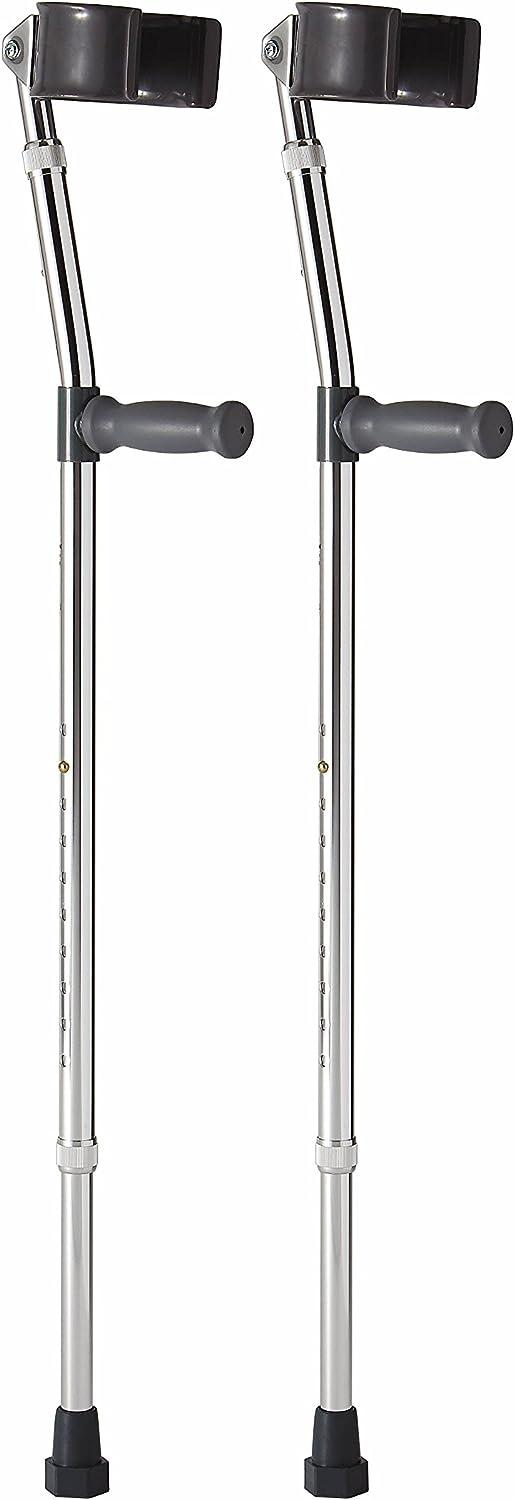 Medline Aluminum Forearm Crutches, Adult, Cuff Size 4", Pack of 2 MDS805161