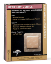 Medline Optifoam Gentle Foam with Silicone Adhesive Border 3" x 3" - MSC2033EP